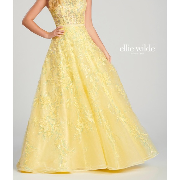 Ellie Wilde embroidered fit and flare sleeveless long Gown - Picture 5 of 11